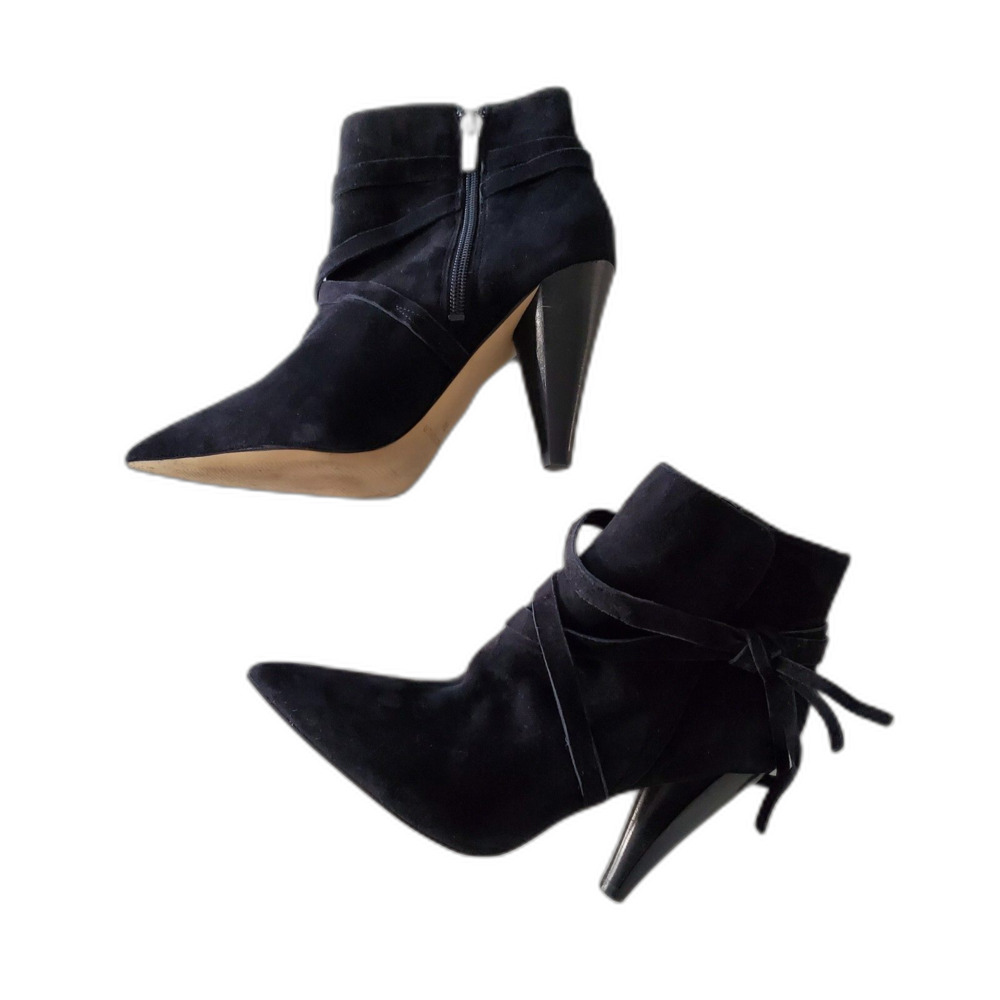 Marc Fisher Women's Booties Size 7 Black Suede Pointed Toe Western Ankle Boot